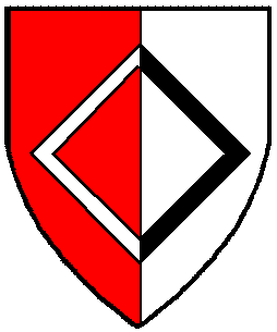 Per pale gules and argent, a mascle per pale argent and sable