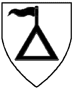  Argent, a triangle voided, issuant to dexter from its apex, a pennon sable