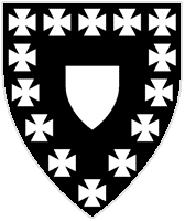 Sable, an escutcheon within an orle of crosses formy argent
